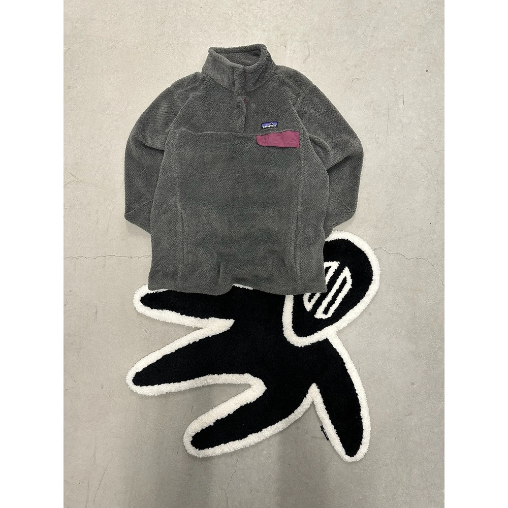 Patagonia Gray Fleece‎ Pullover Jacket Women's Size Large Snap Neck Pocket